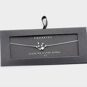 Silver AQUARIUS Zodiac Pendant Charm Bracelet